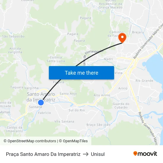 Praça Santo Amaro Da Imperatriz to Unisul map