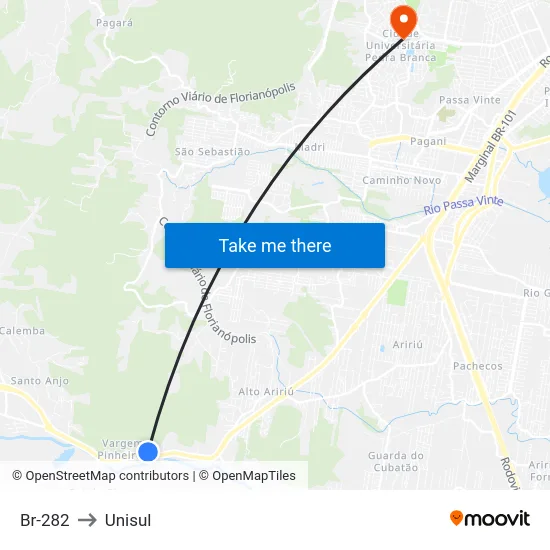 Br-282 to Unisul map