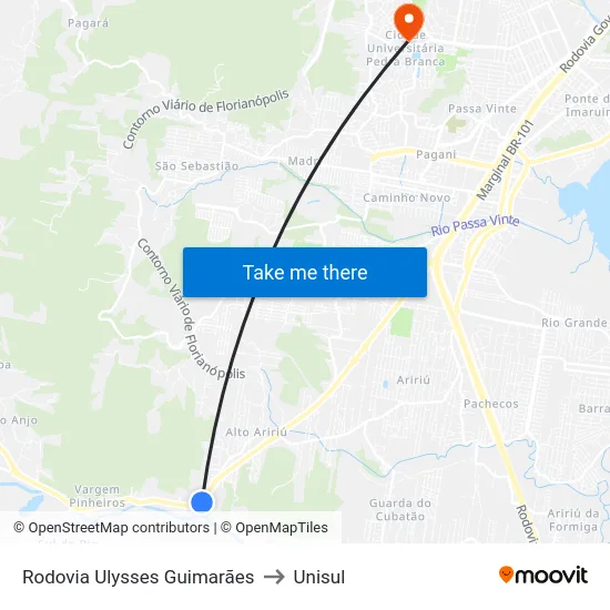 Rodovia Ulysses Guimarães to Unisul map