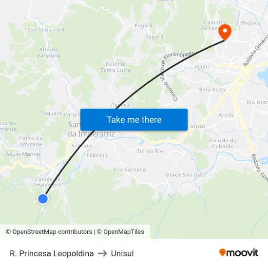 R. Princesa Leopoldina to Unisul map