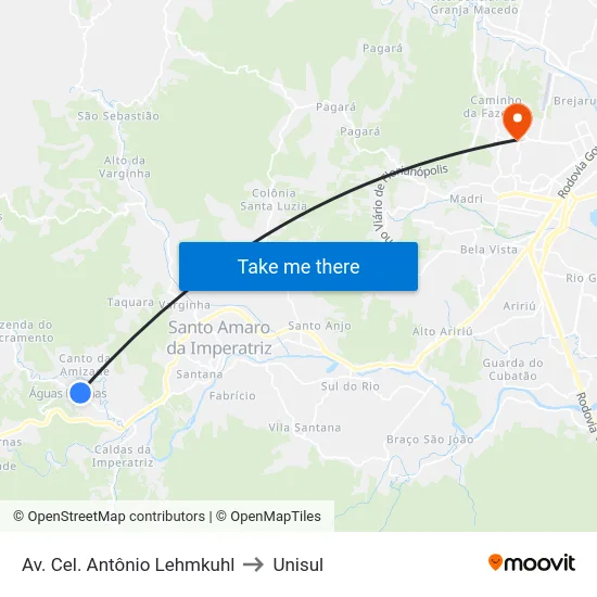 Av. Cel. Antônio Lehmkuhl to Unisul map