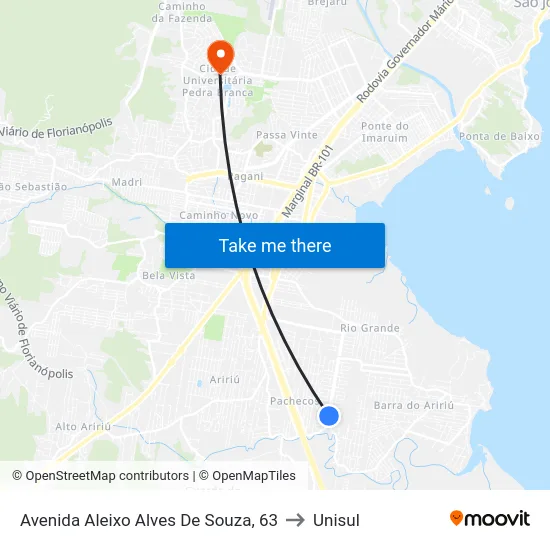 Avenida Aleixo Alves De Souza, 63 to Unisul map