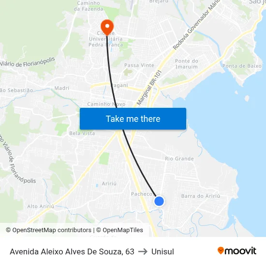 Avenida Aleixo Alves De Souza, 63 to Unisul map