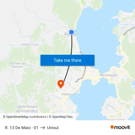 R. 13 De Maio - 01 to Unisul map