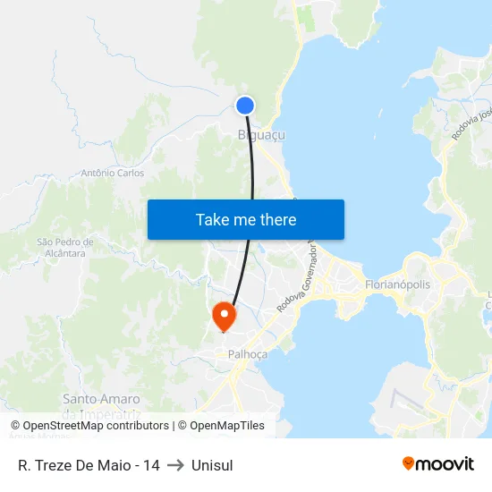 R. Treze De Maio - 14 to Unisul map