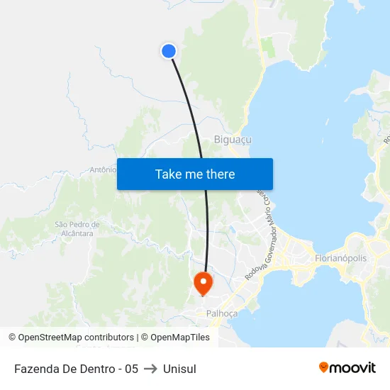Fazenda De Dentro - 05 to Unisul map