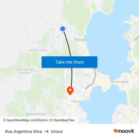 Rua Argentina Silva to Unisul map