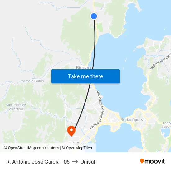 R. Antônio José Garcia - 05 to Unisul map