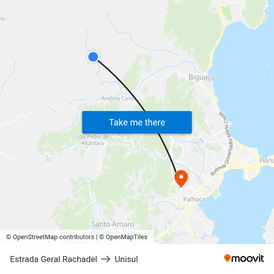 Estrada Geral Rachadel to Unisul map