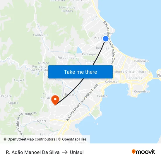 R. Adão Manoel Da Silva to Unisul map