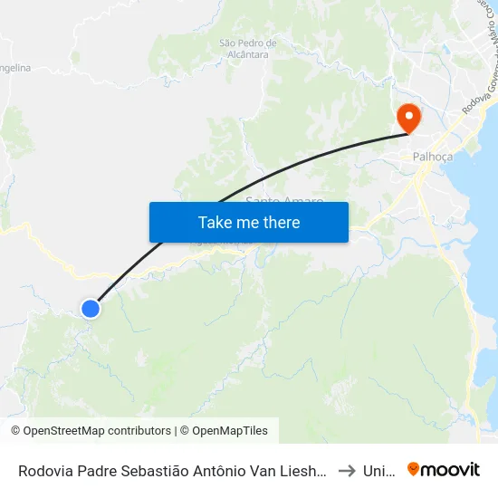 Rodovia Padre Sebastião Antônio Van Lieshout,4422 to Unisul map