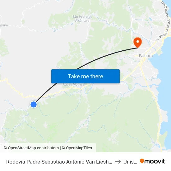 Rodovia Padre Sebastião Antônio Van Lieshout to Unisul map