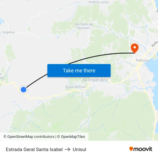 Estrada Geral Santa Isabel to Unisul map