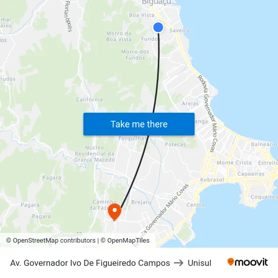 Av. Governador Ivo De Figueiredo Campos to Unisul map