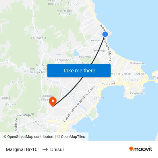 Marginal Br-101 to Unisul map