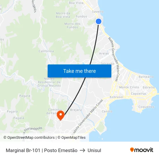 Marginal Br-101 | Posto Ernestão to Unisul map