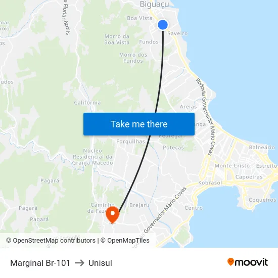 Marginal Br-101 to Unisul map