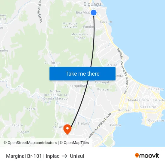 Marginal Br-101 | Inplac to Unisul map