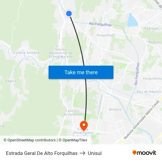 Estrada Geral De Alto Forquilhas to Unisul map