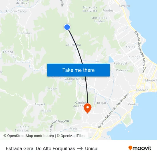 Estrada Geral De Alto Forquilhas to Unisul map