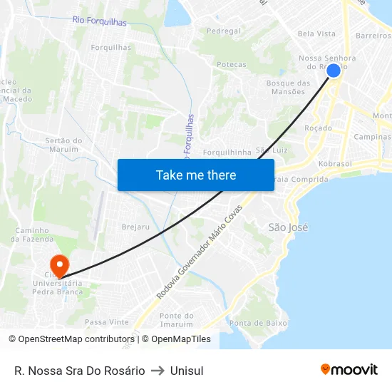 R. Nossa Sra Do Rosário to Unisul map