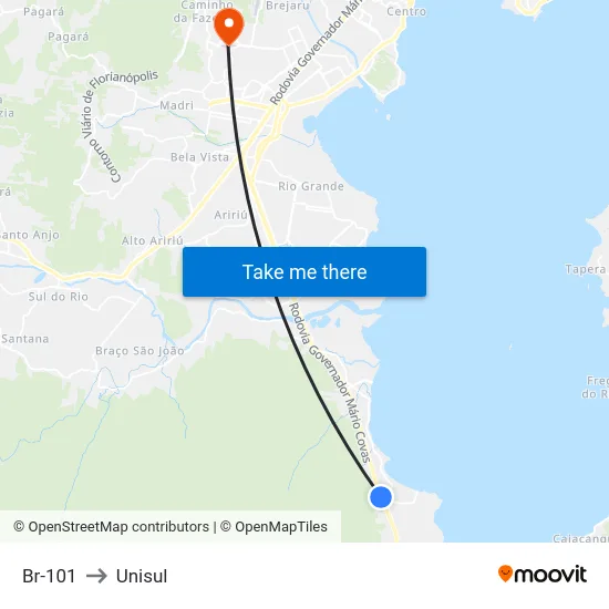 Br-101 to Unisul map