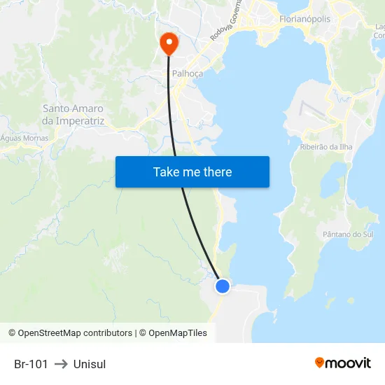 Br-101 to Unisul map