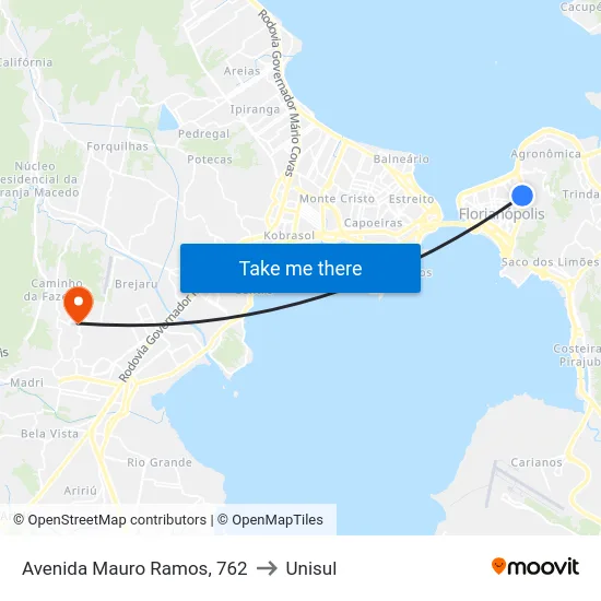 Avenida Mauro Ramos, 762 to Unisul map