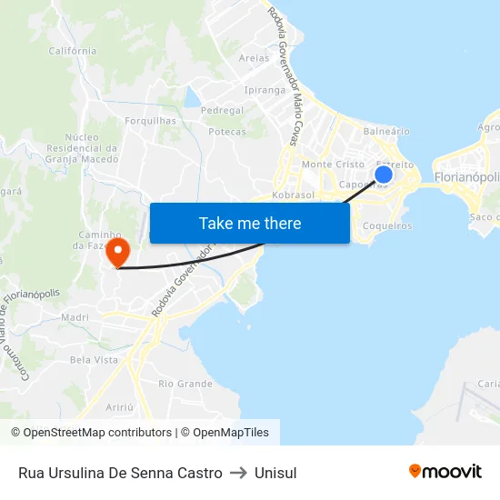 Rua Ursulina De Senna Castro to Unisul map