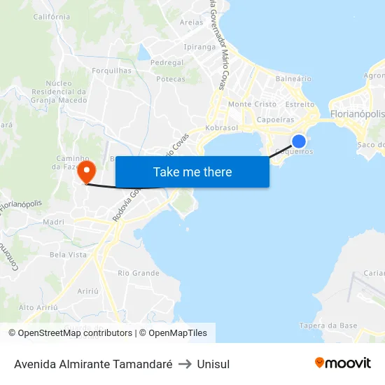 Avenida Almirante Tamandaré to Unisul map
