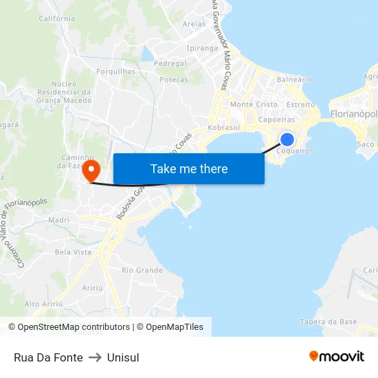 Rua Da Fonte to Unisul map