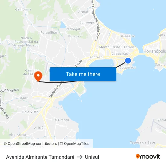 Avenida Almirante Tamandaré to Unisul map