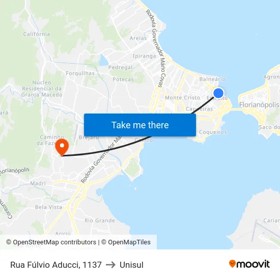 Rua Fúlvio Aducci, 1137 to Unisul map