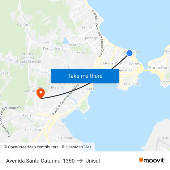 Avenida Santa Catarina, 1350 to Unisul map