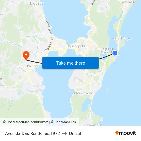 Avenida Das Rendeiras,1972 to Unisul map