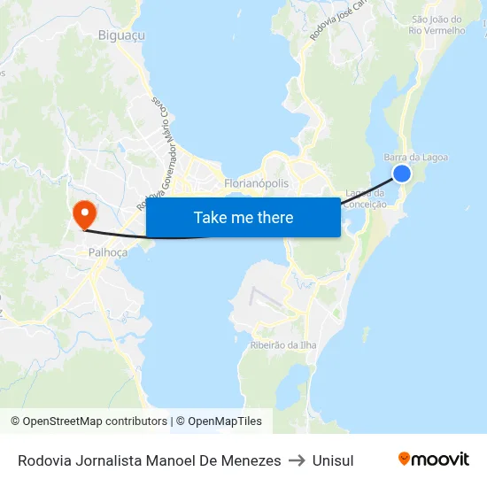 Rodovia Jornalista Manoel De Menezes to Unisul map