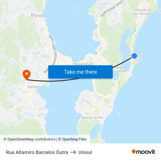 Rua Altamiro Barcelos Dutra to Unisul map