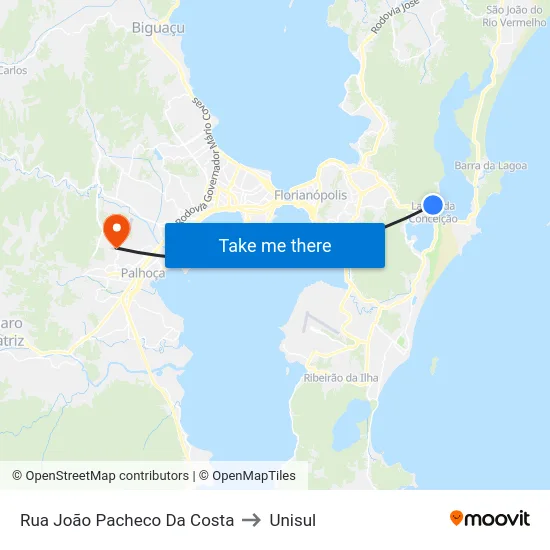 Rua João Pacheco Da Costa to Unisul map