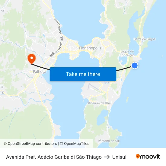 Avenida Pref. Acácio Garibaldi São Thíago to Unisul map