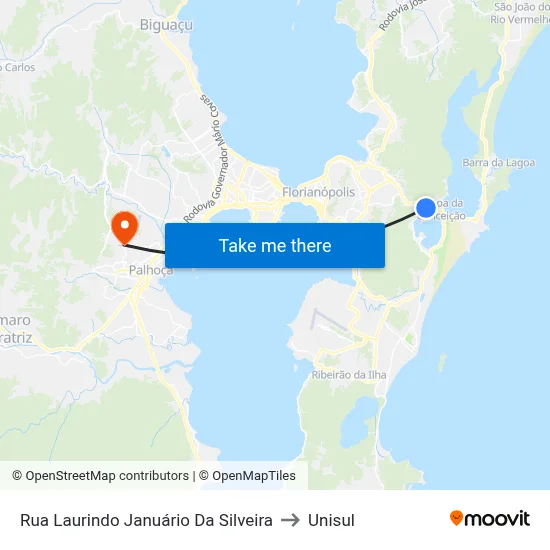 Rua Laurindo Januário Da Silveira to Unisul map