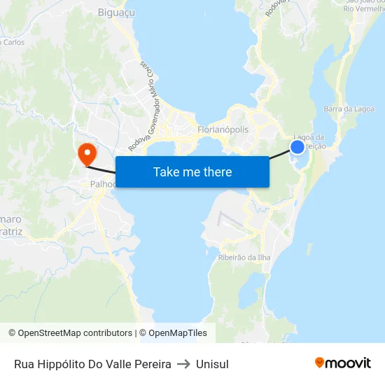 Rua Hippólito Do Valle Pereira to Unisul map