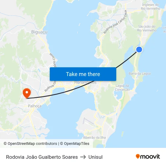 Rodovia João Gualberto Soares to Unisul map