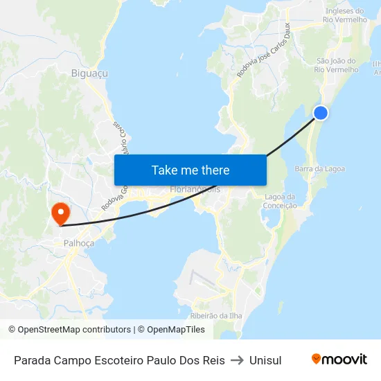 Parada Campo Escoteiro Paulo Dos Reis to Unisul map
