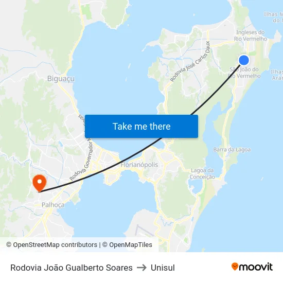 Rodovia João Gualberto Soares to Unisul map