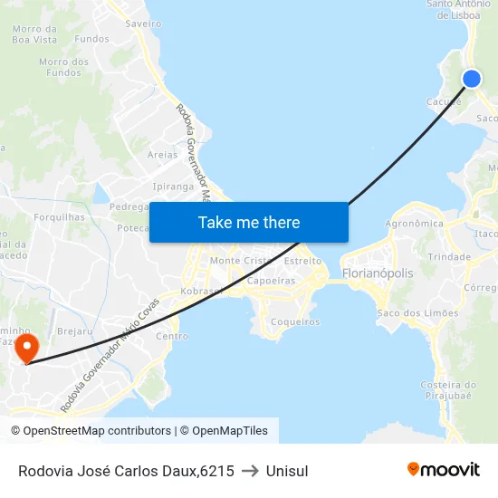 Rodovia José Carlos Daux,6215 to Unisul map