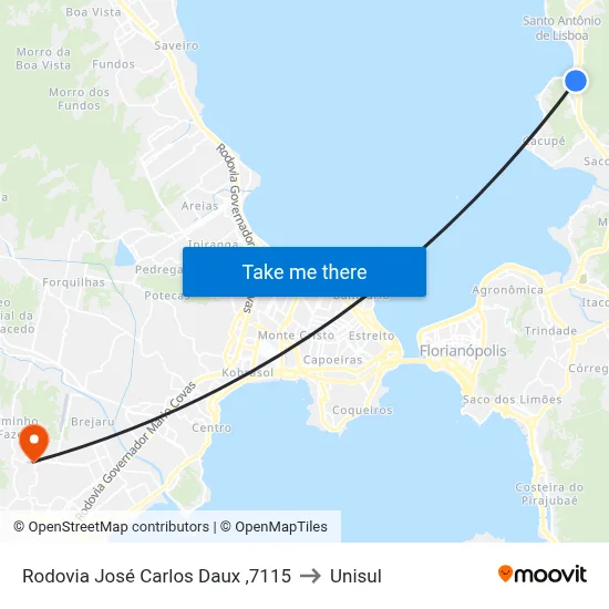 Rodovia José Carlos Daux ,7115 to Unisul map