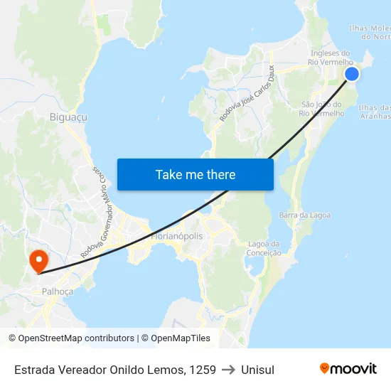 Estrada Vereador Onildo Lemos, 1259 to Unisul map