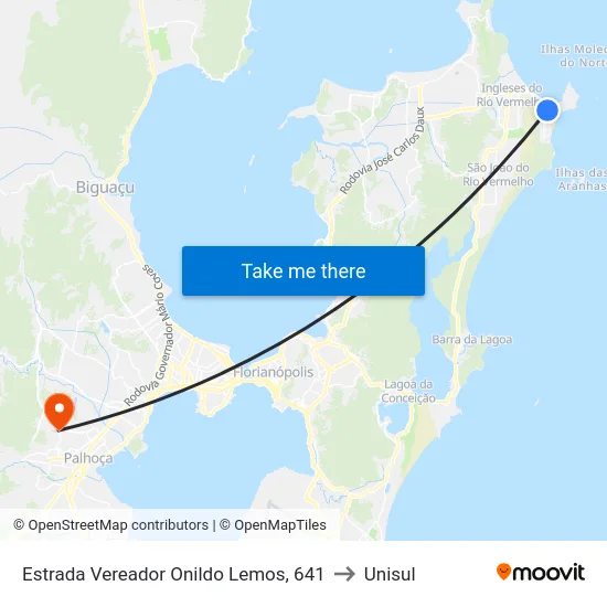 Estrada Vereador Onildo Lemos, 641 to Unisul map