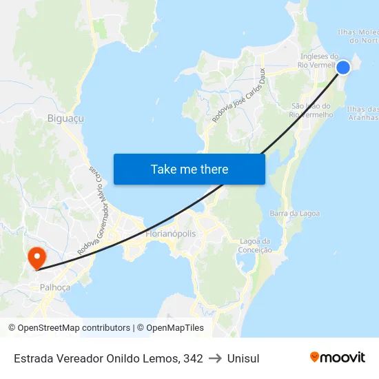 Estrada Vereador Onildo Lemos, 342 to Unisul map