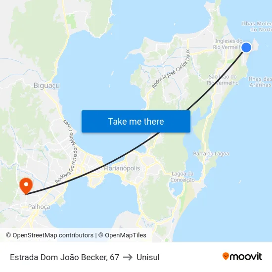 Estrada Dom João Becker, 67 to Unisul map